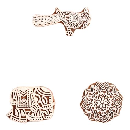 Set of 3 Piece New Mix Wooden Printing Block